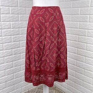 APT. 9 BOHO SKIRT 100% COTTON AND LINEN BEADS AND CROCHET HEM LINED SIZE 8